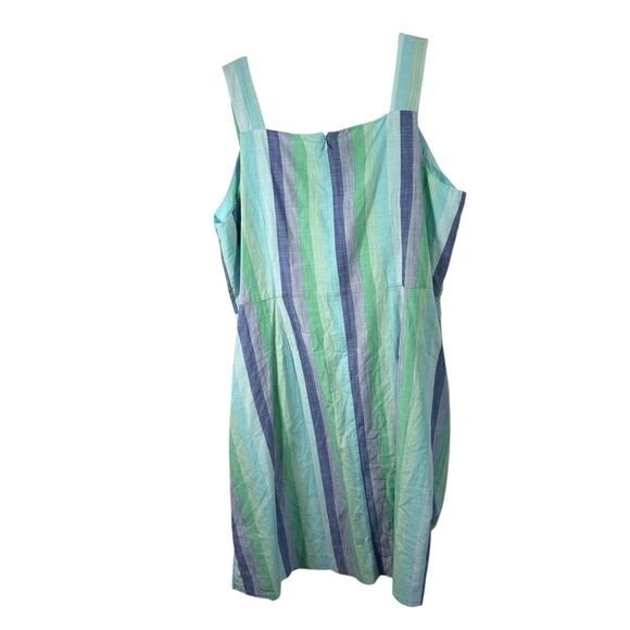 Talbots Blue Green Striped Midi Dress Button Front Preppy Cotton Womens Plus 22W - Picture 8 of 9